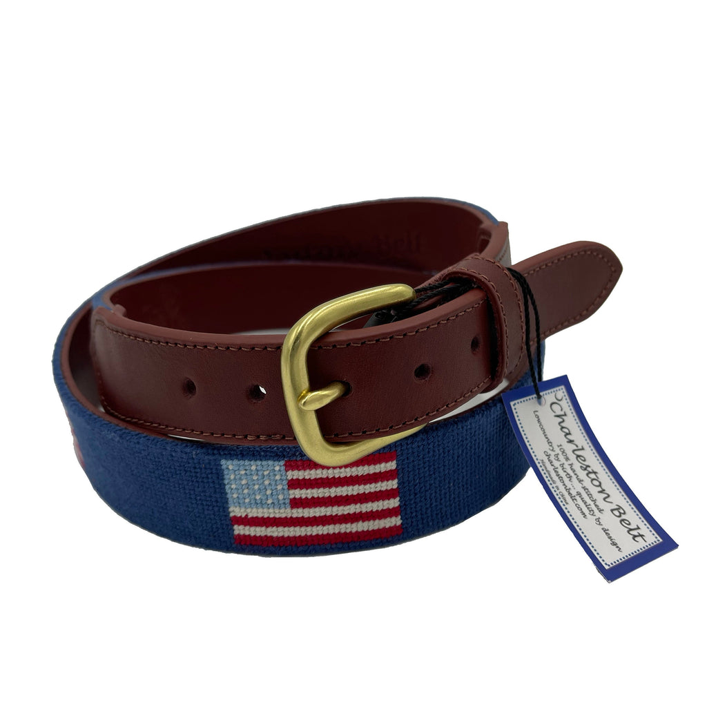 USA American Flag Needlepoint Belt men women