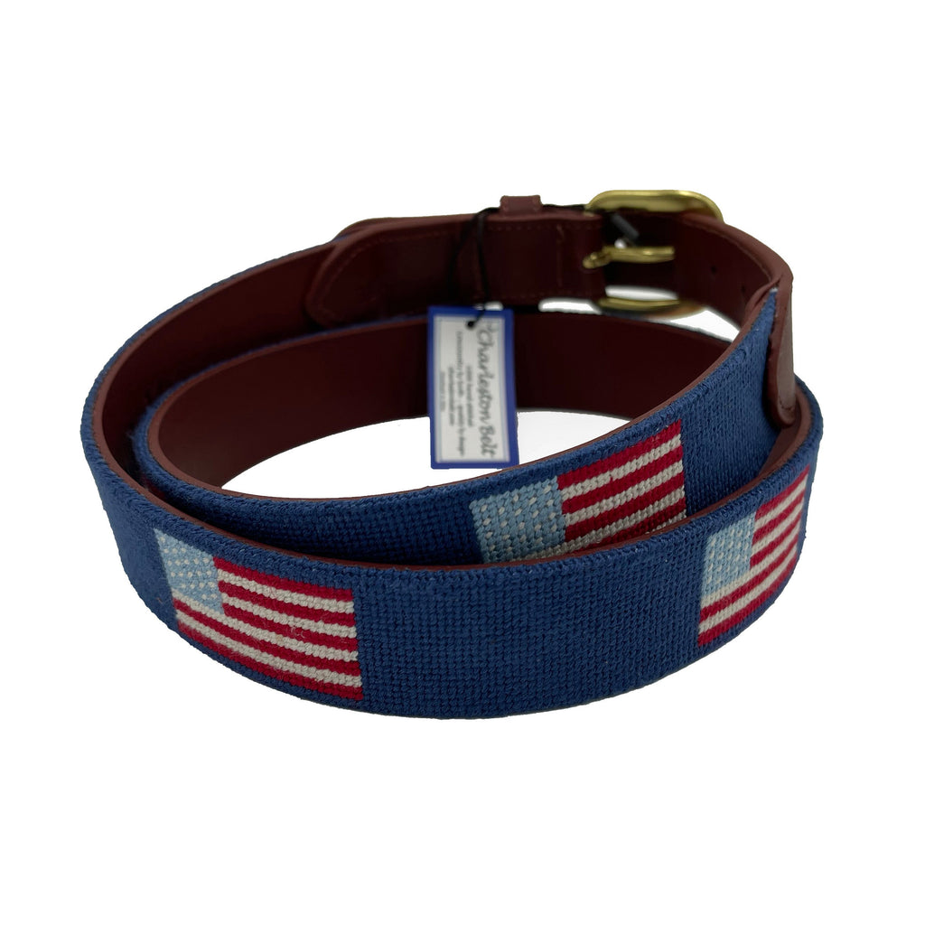 USA American Flag Needlepoint Belt men women