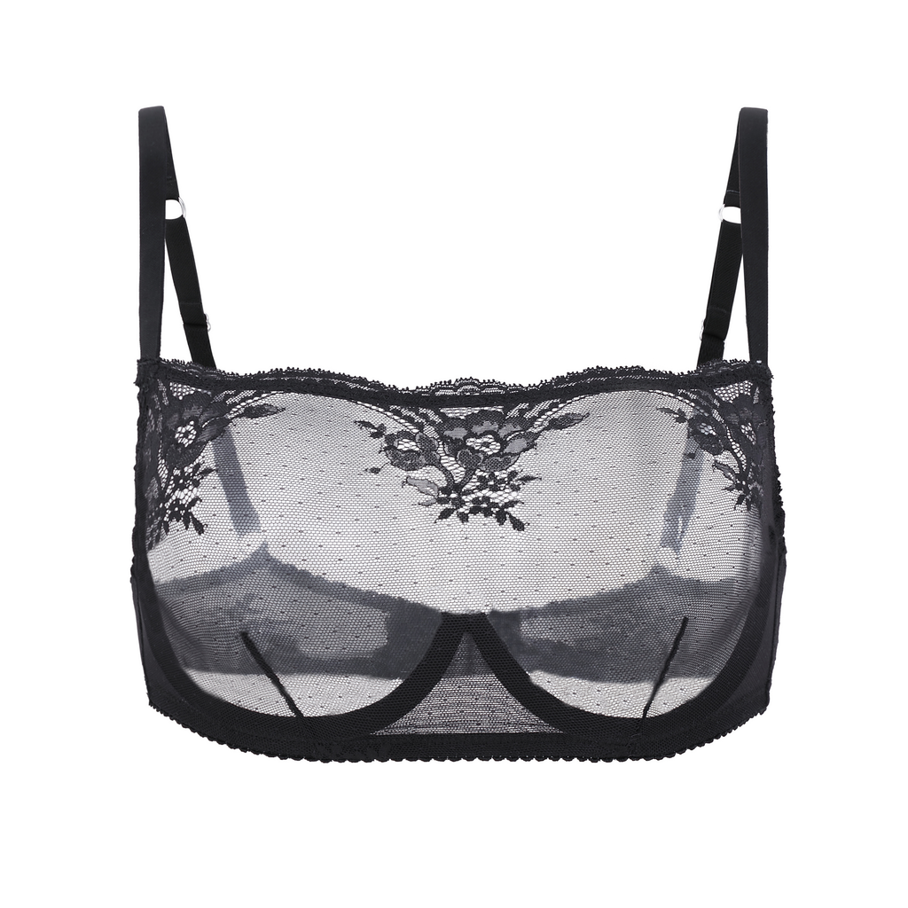 Amour Cache Kim High Neck Sheer Lace Underwire Bra