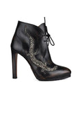 Ralph Lauren Ladies leather Reanna Boots brown heels iguana decoration