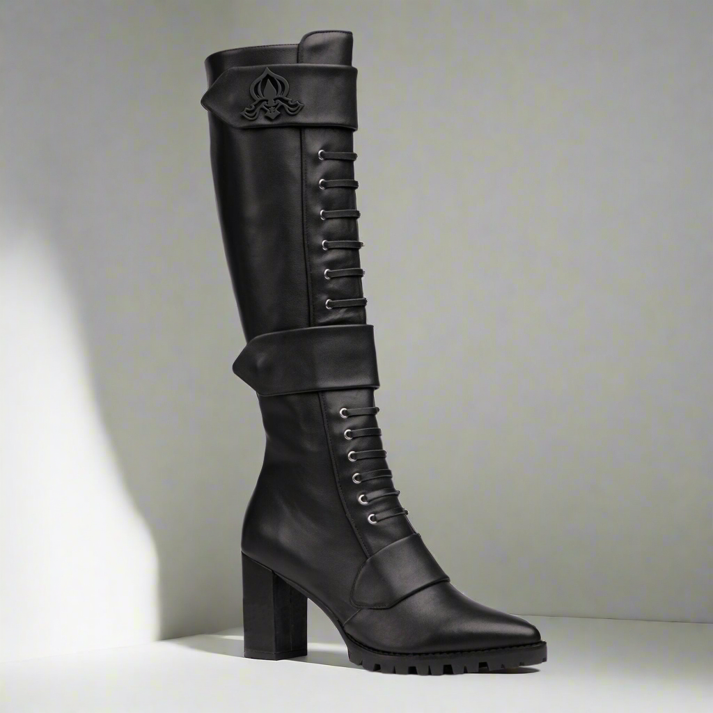 Michaela V Aspen Marta Black Boots tall knee high