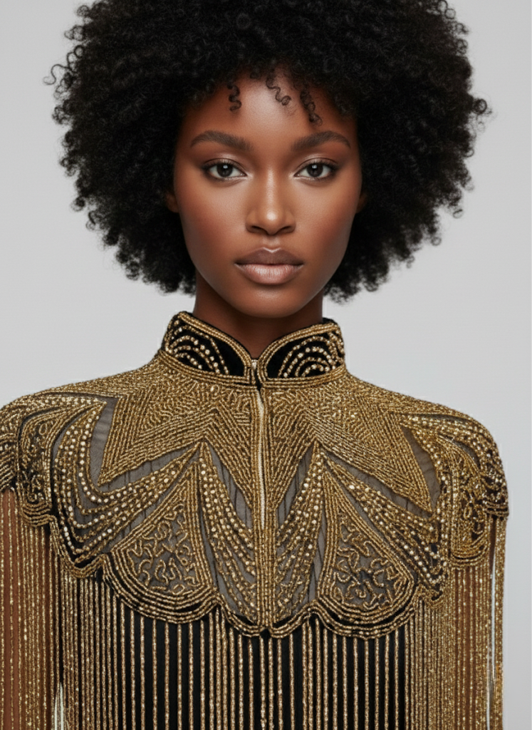 Golden Reverie Cape Wrap Shawl Beaded Formal Evening Dressy