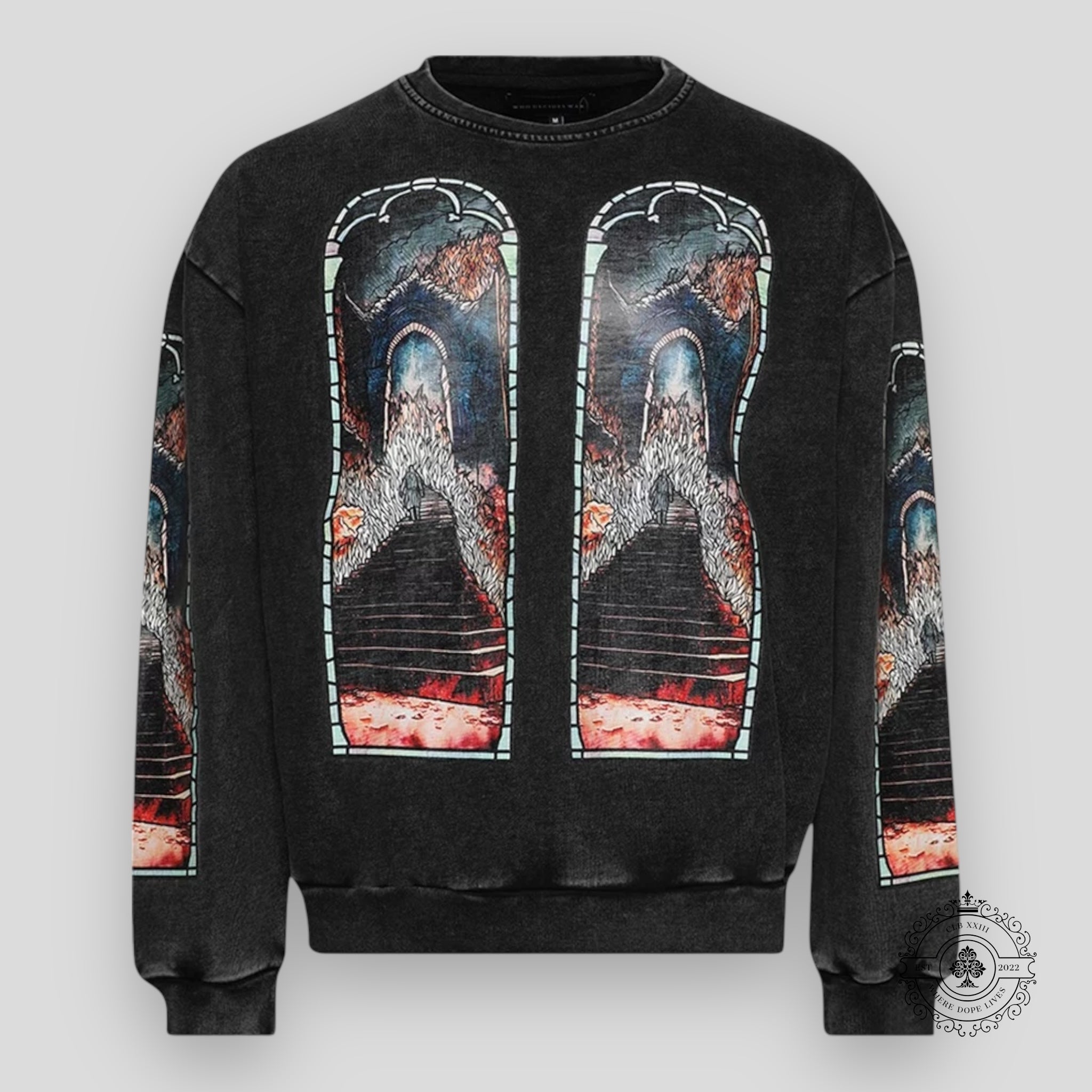 Who Decides War Descent Crewneck Sweater In Vintage Grey pullover men's unisex L