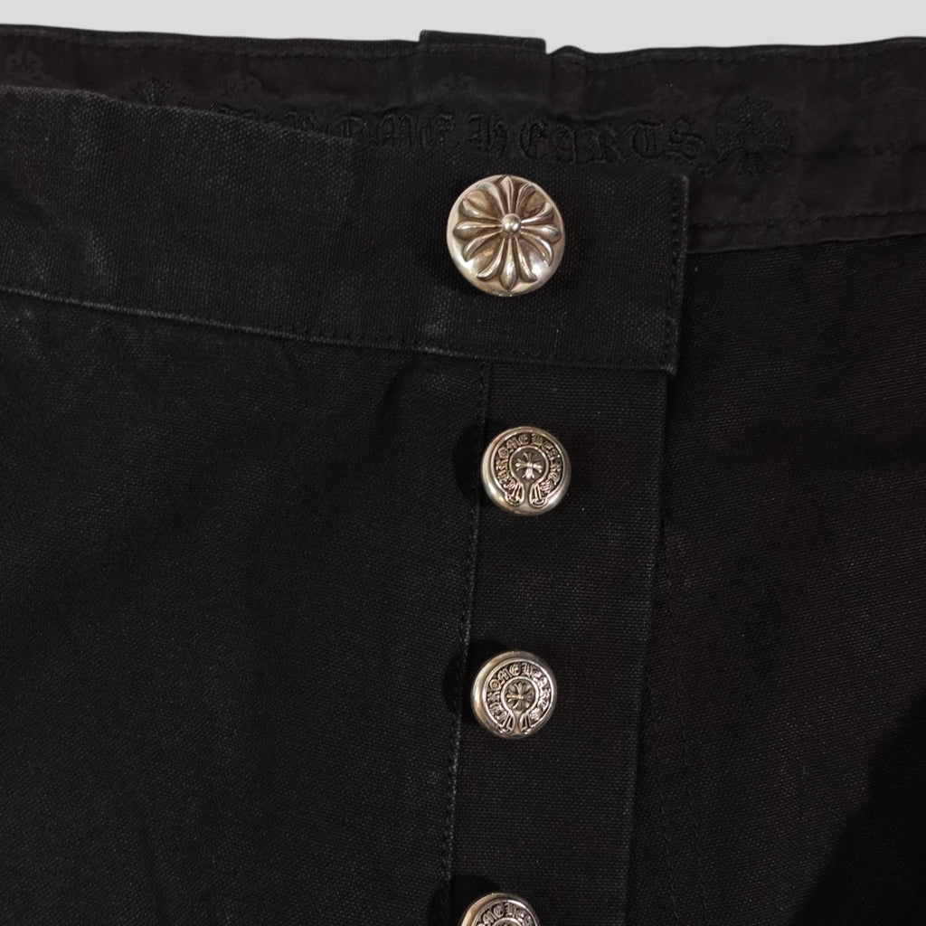 Chrome Hearts 13 Cross Patch Carpenter Shorts in Black cotton & leather 38