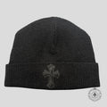 Chrome Hearts Pony Hair Cross Patch Beanie in Black men's unisex hat toboggan