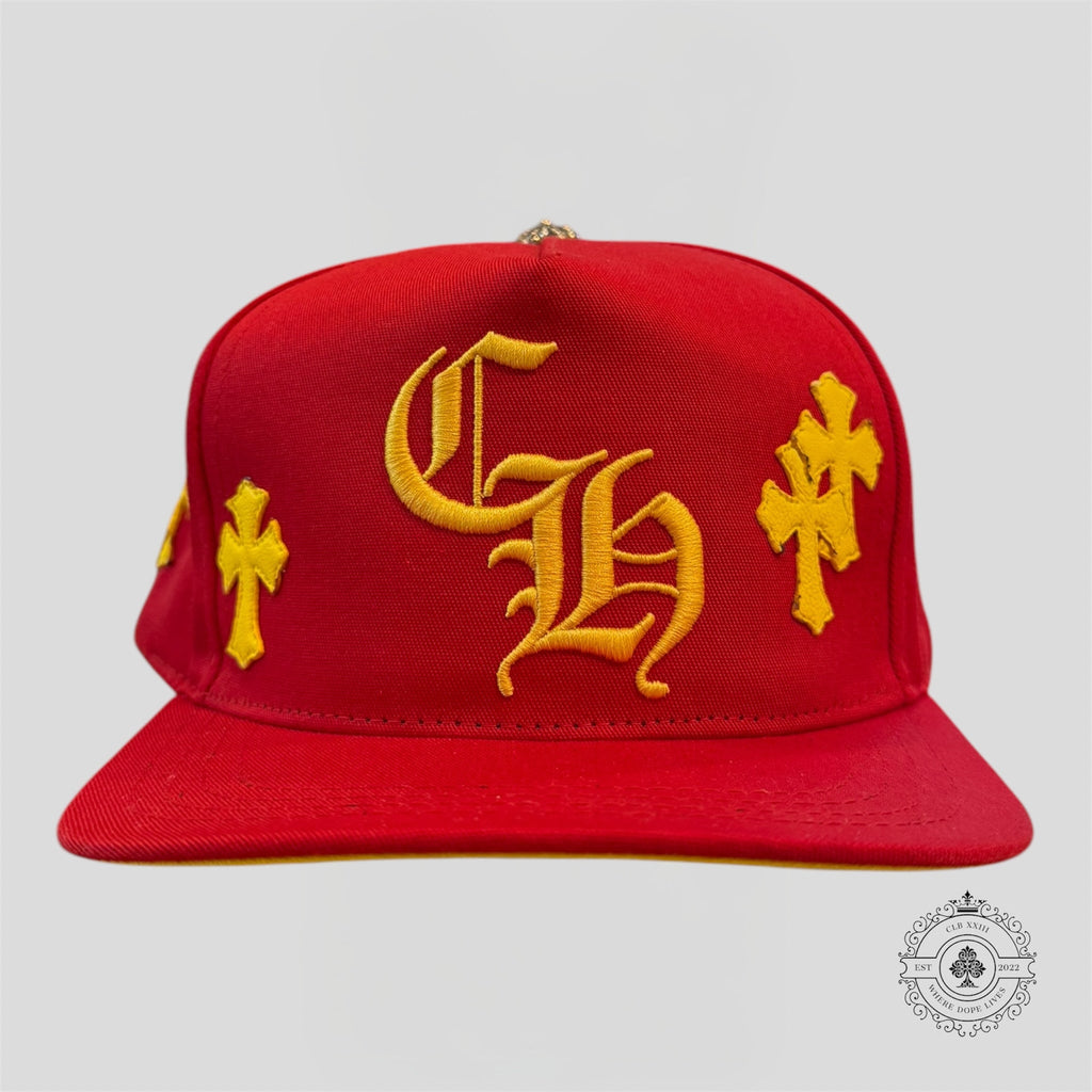 Chrome Hearts Cross Patch Hat in Red / Yellow Cap trucker men's unisex
