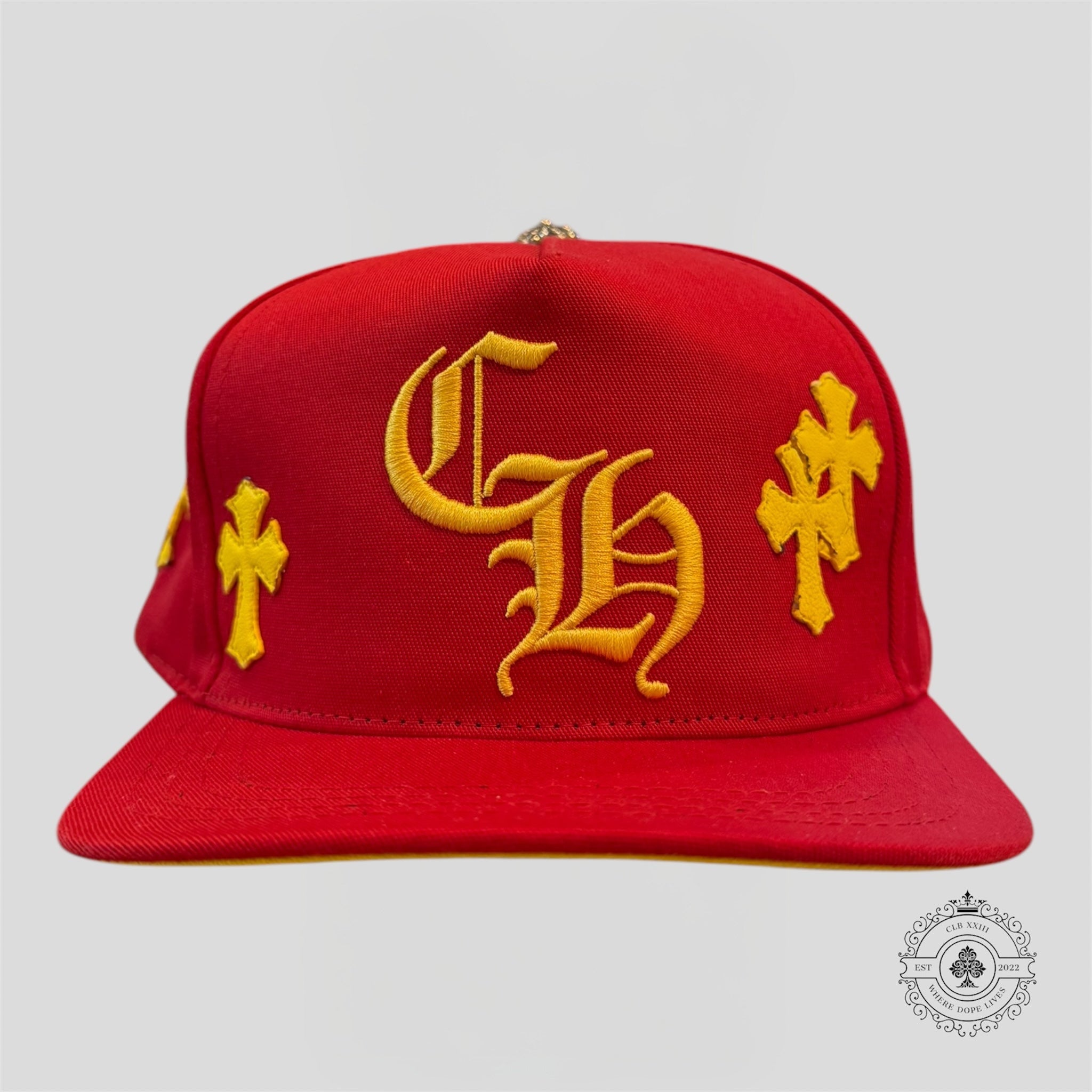 Chrome Hearts Cross Patch Hat in Red / Yellow Cap trucker men's unisex