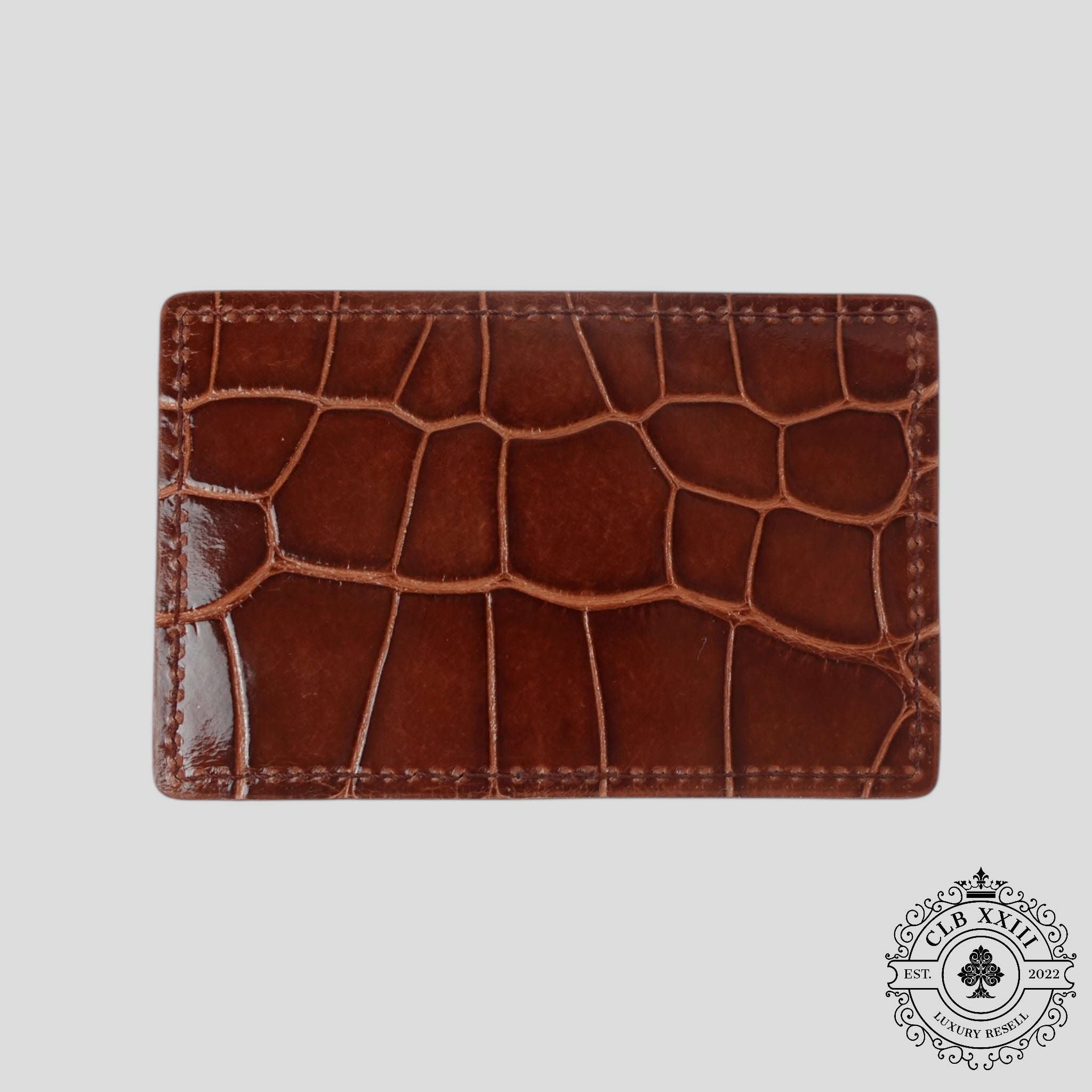 Louis Vuitton Alligator Skin Wallet in Brown flawless men's unisex card case