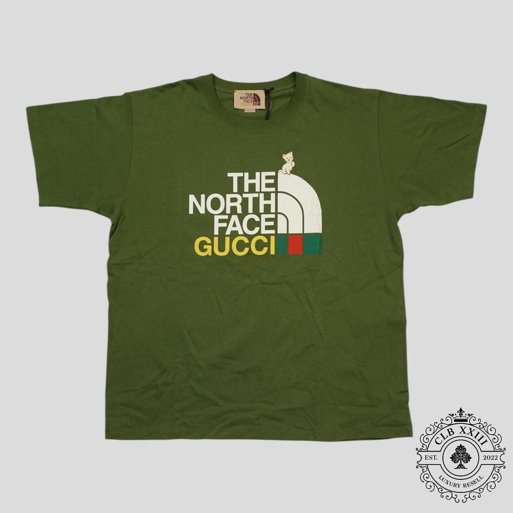 Gucci X The North Face Cat Print Tee in Green LG men's Unisex