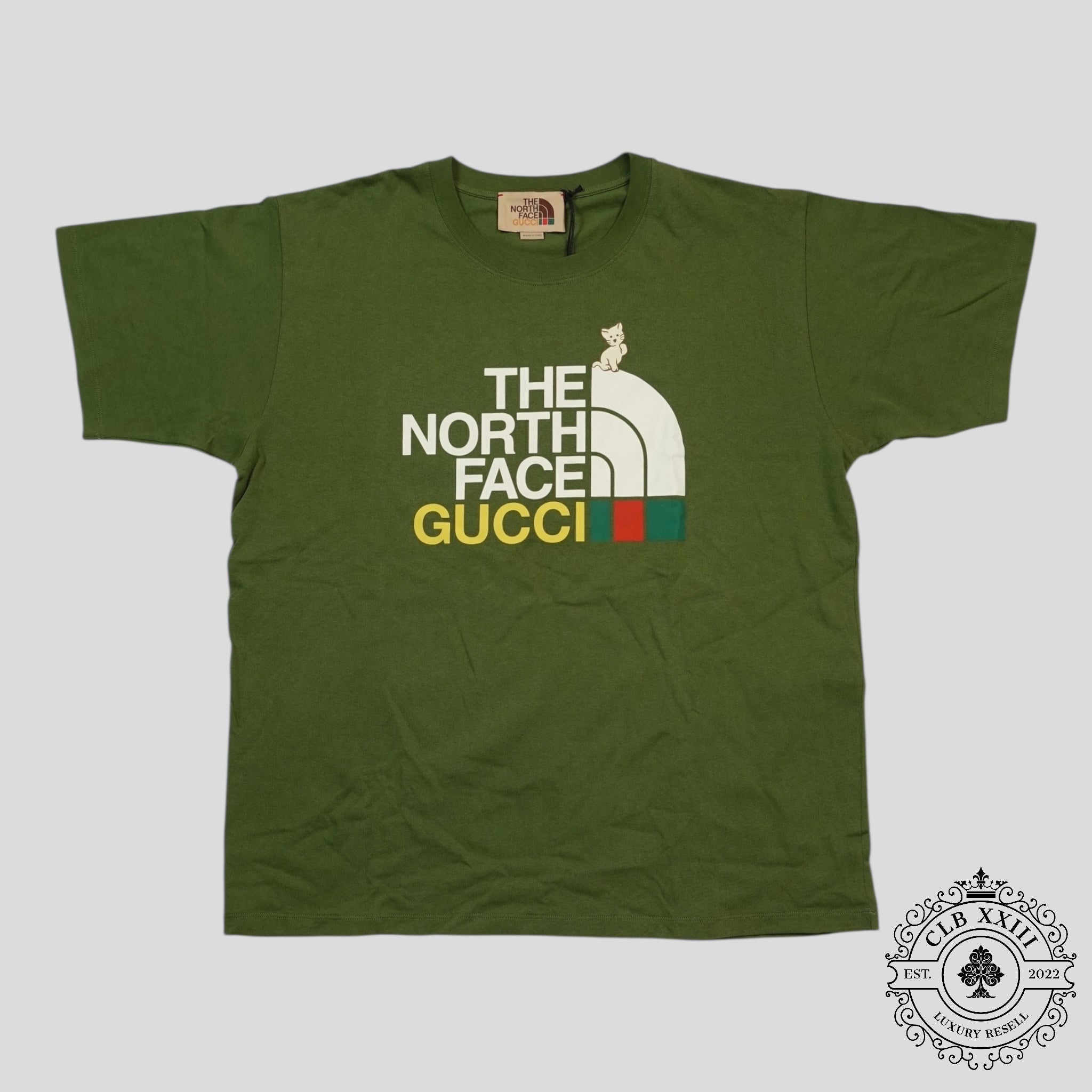 Gucci X The North Face Cat Print Tee in Green LG men's Unisex