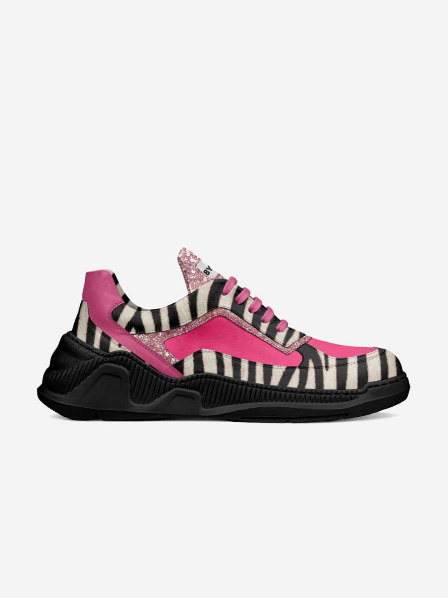 BYMANYC ® NYC Riverside Prestige: Serene Vegan Sneakers shoes pink zebra