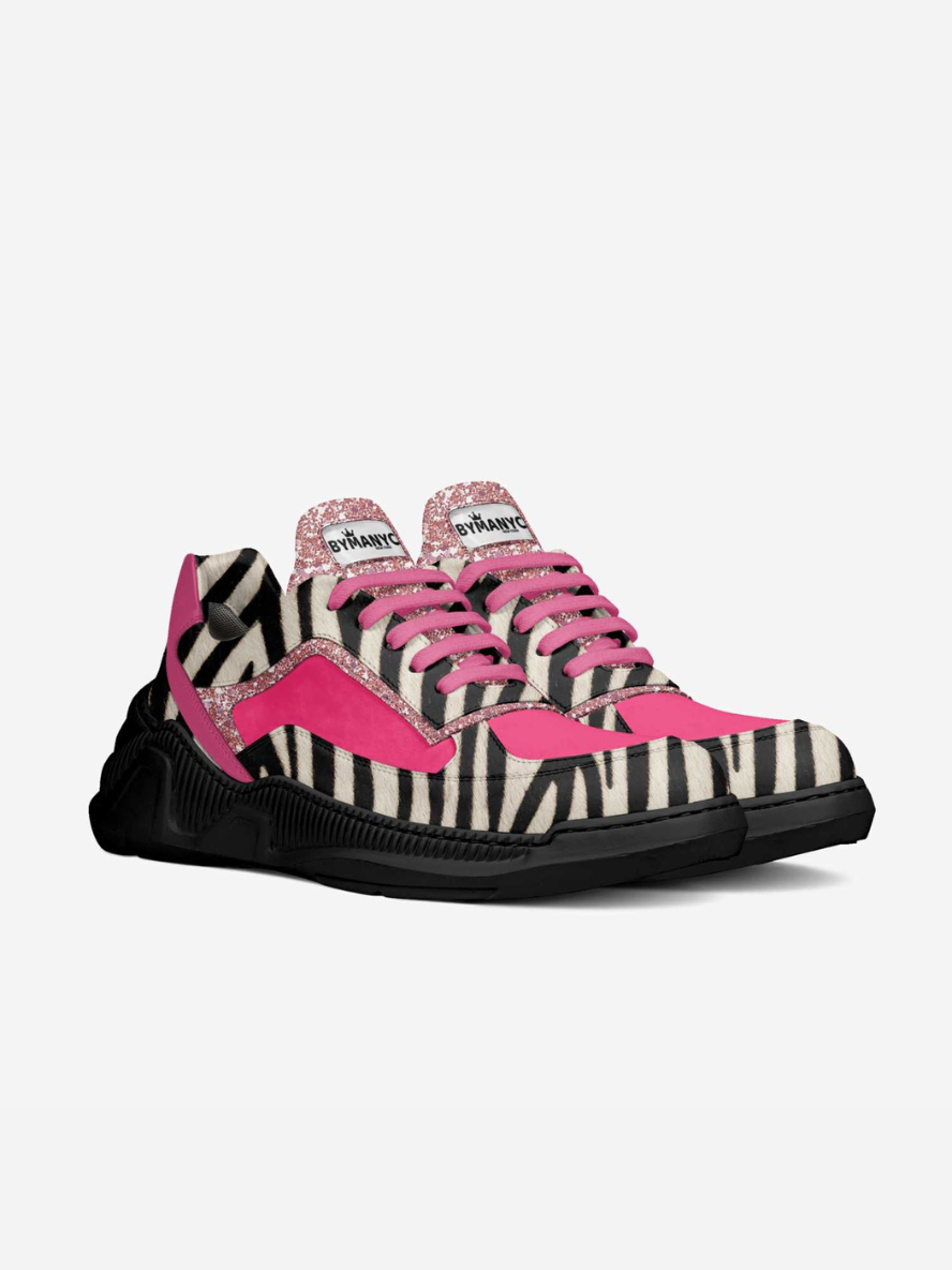 BYMANYC ® NYC Riverside Prestige: Serene Vegan Sneakers shoes pink zebra
