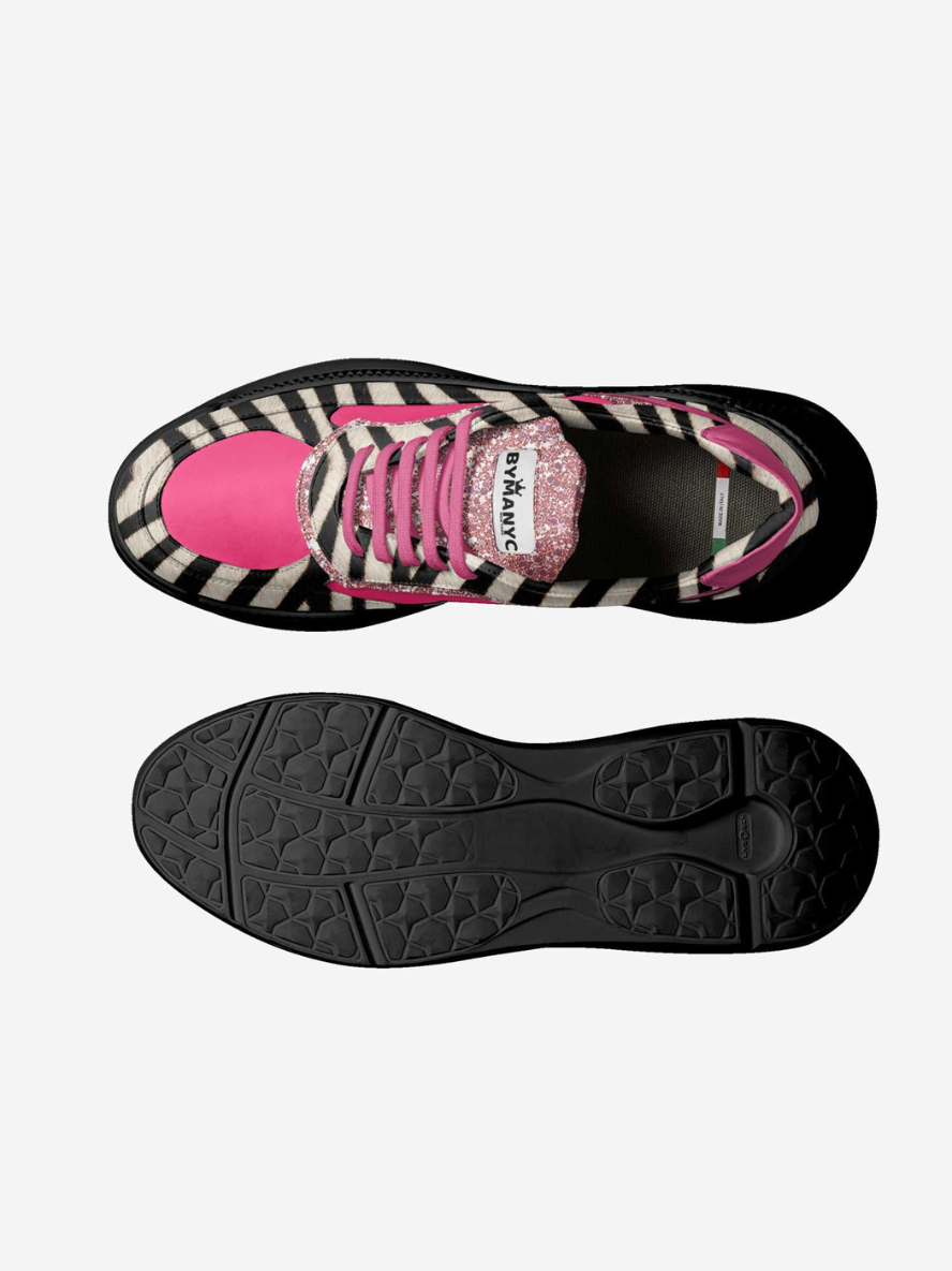 BYMANYC ® NYC Riverside Prestige: Serene Vegan Sneakers shoes pink zebra