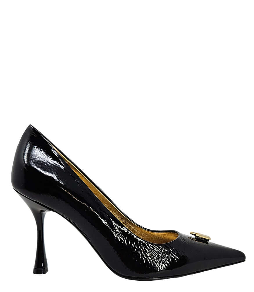 Black Patent Leather Pump With Lock Heel Madison Maison Beverly Hills