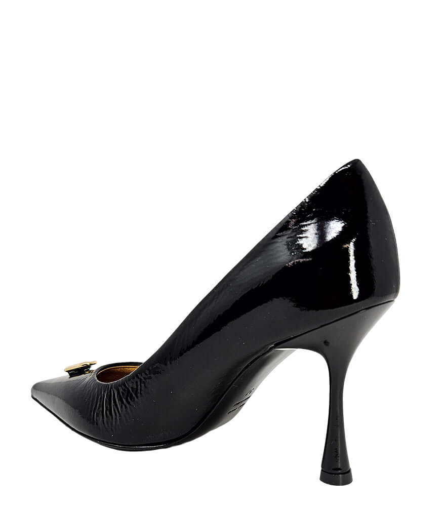 Black Patent Leather Pump With Lock Heel Madison Maison Beverly Hills