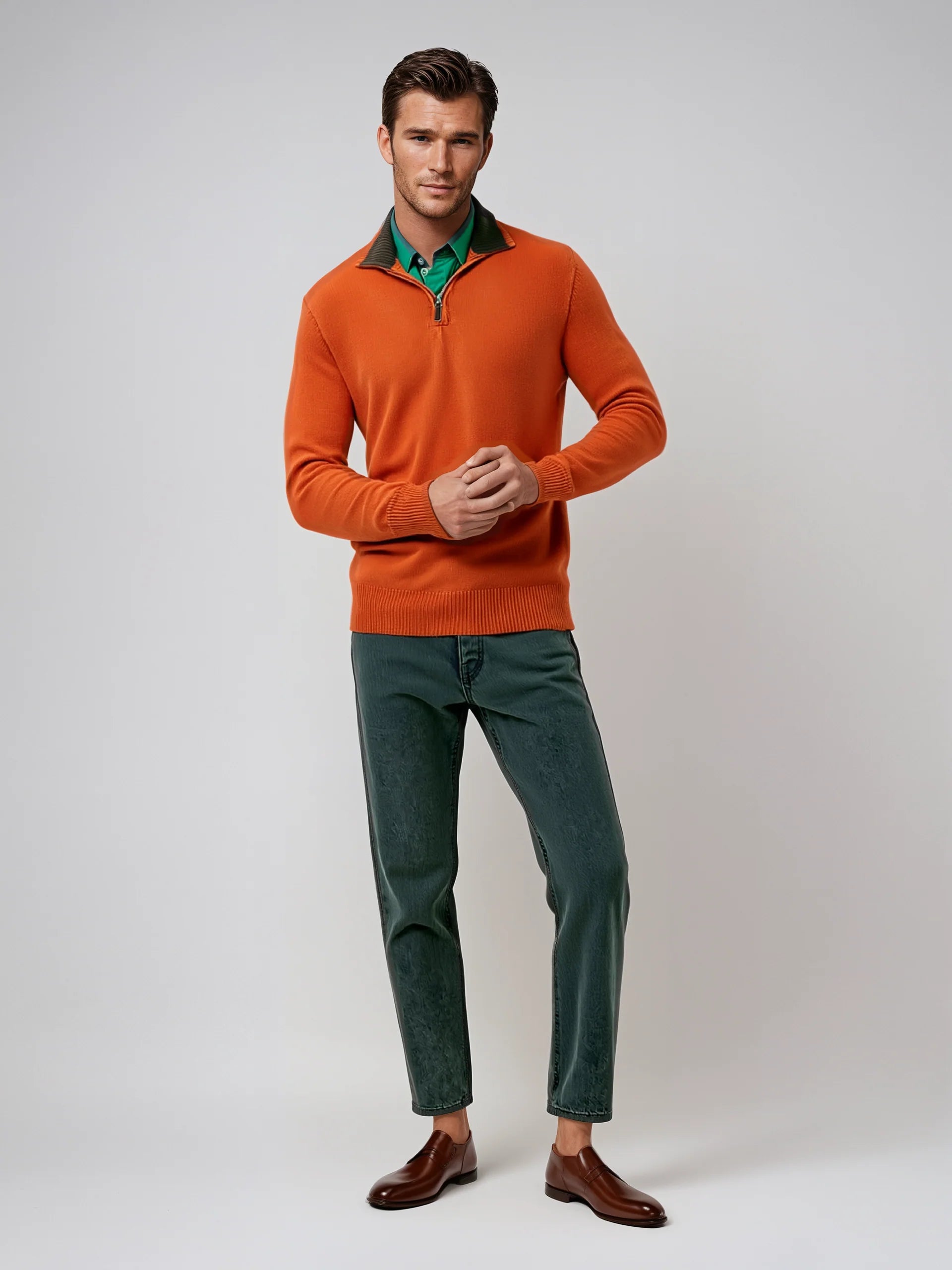 Cashmere Blend Quarter Zip Sweater Pullover Men's Gionfriddo Italy