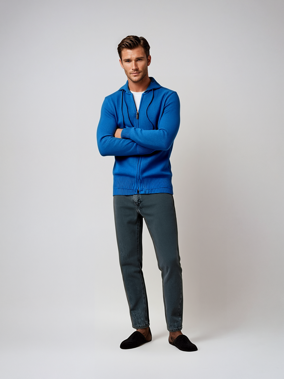 Full Zip Cotton/Cashmere Hoodie Men's Sweater Jacket Gionfriddo Italy