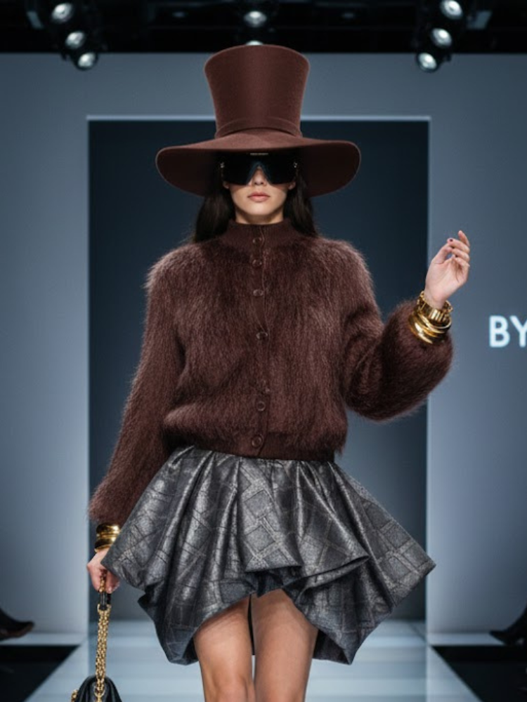 Brown Stand-Up Collar Jacket Coat Gramercy, BYMANYC New York