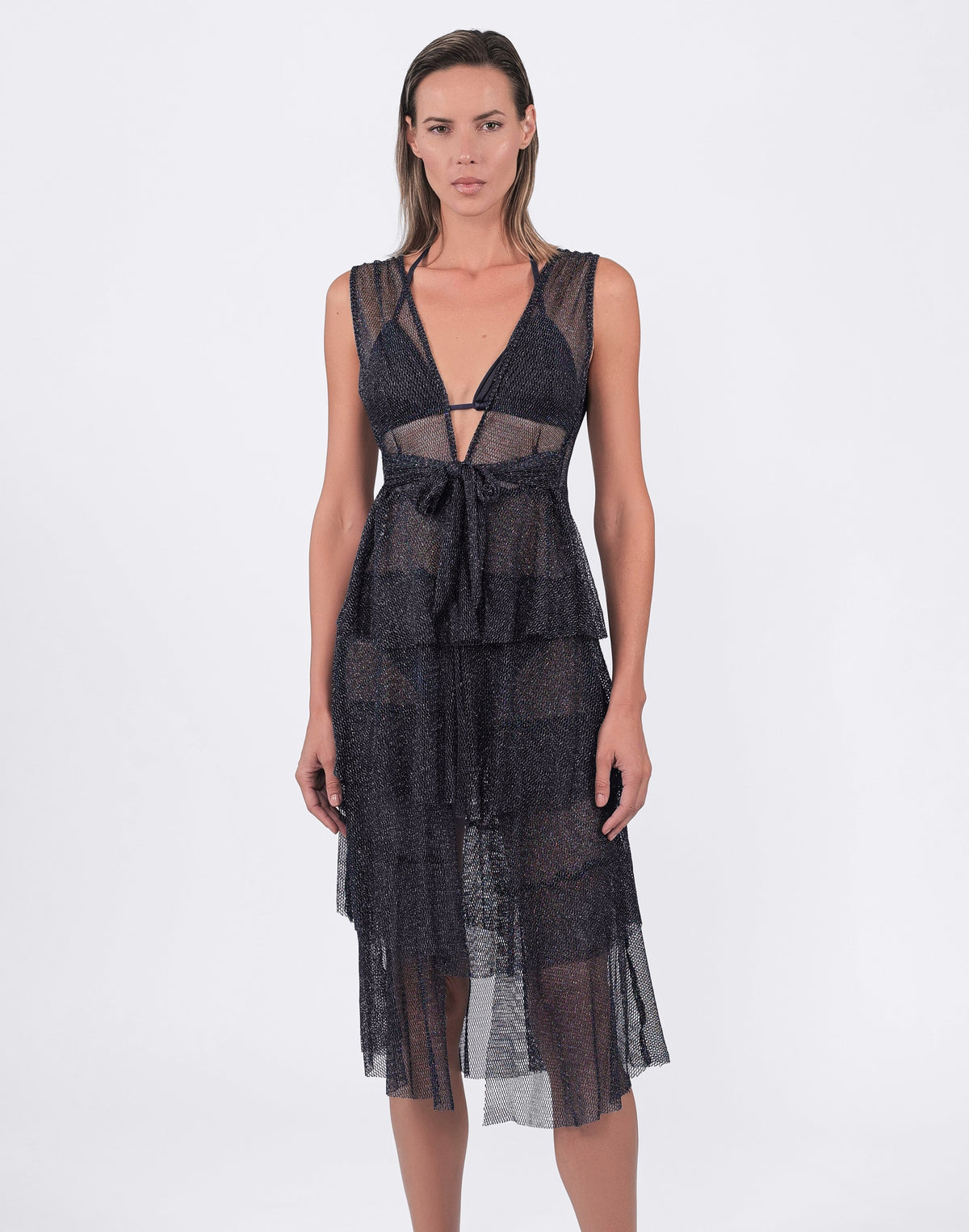 Buzios Shimmer Dress Swimsuit Coverup Beige or Blue