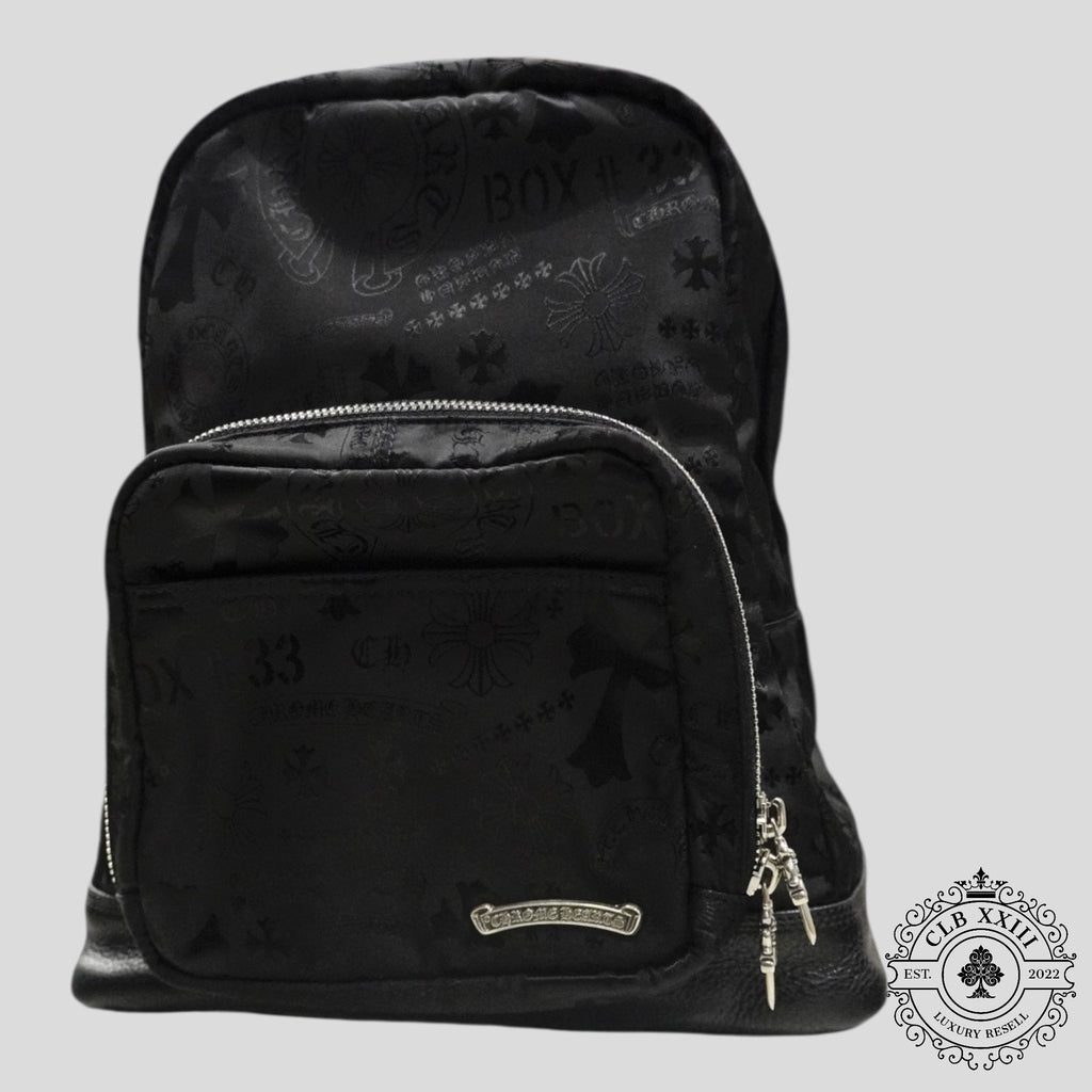Chrome Hearts 7th Grade Multi Motif Nylon Mini Backpack in Black leather .925 silver