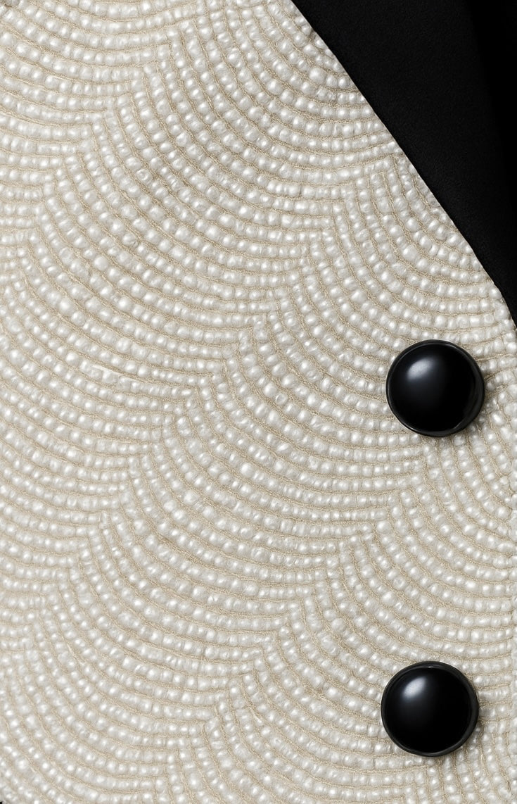 CEO Energy Cape Beaded Shawl Wrap Black White Formal