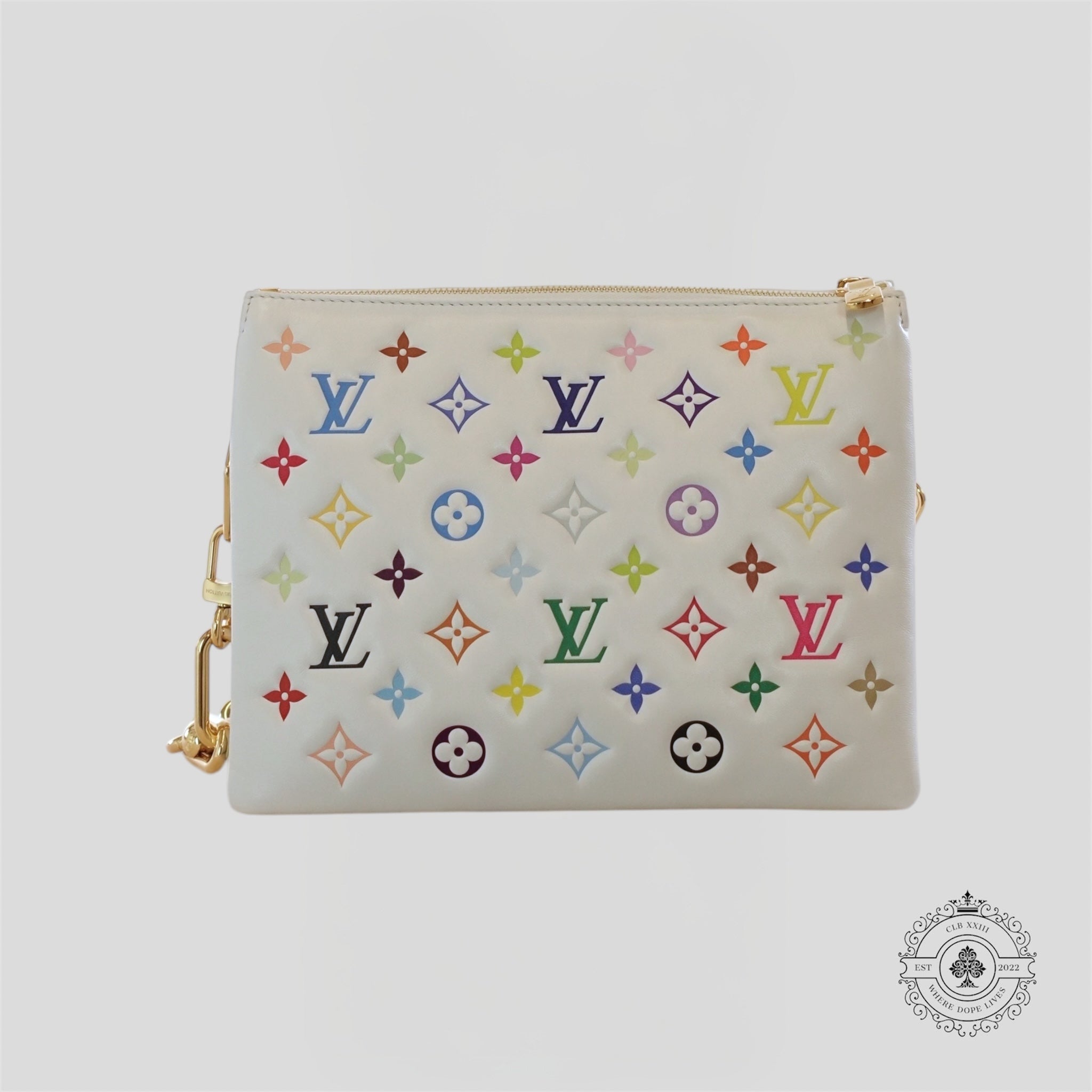 Louis Vuitton x Takashi Murakami Coussin PM new white multi handbag purse