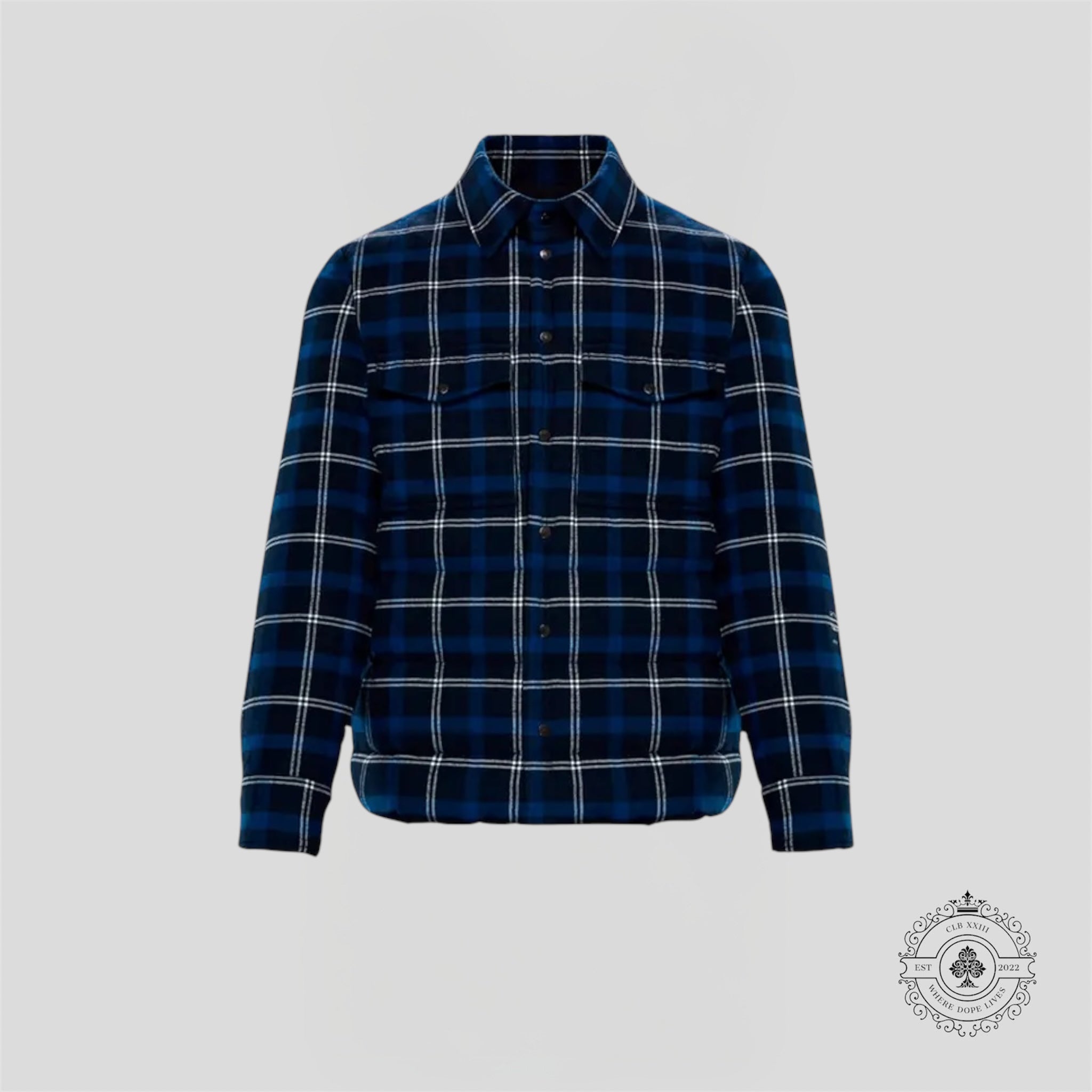 Moncler X Fragment Moron Flannel Jacket in Blue plaid 7 men's unisex down