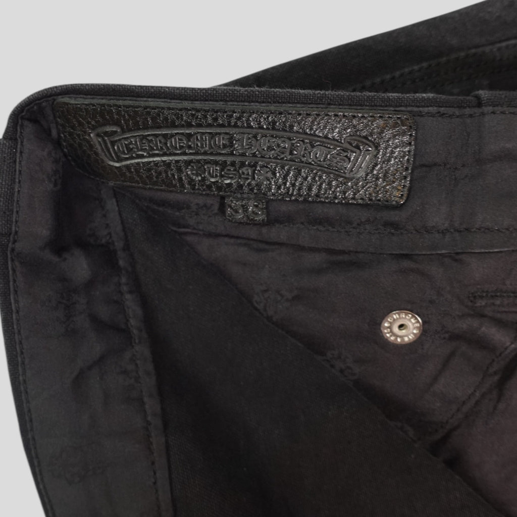 Chrome Hearts 13 Cross Patch Carpenter Shorts in Black cotton & leather 38