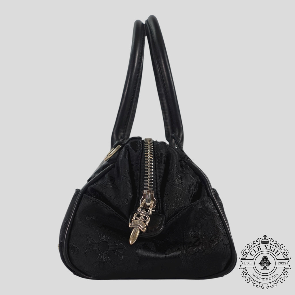 Chrome Hearts Multi Motif Nylon Mini Handbag in Black leather .925 silver trim