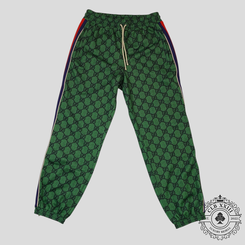 Gucci GG Jacquard Track Pants in Green/Navy Blue warm-up Large men's unisex