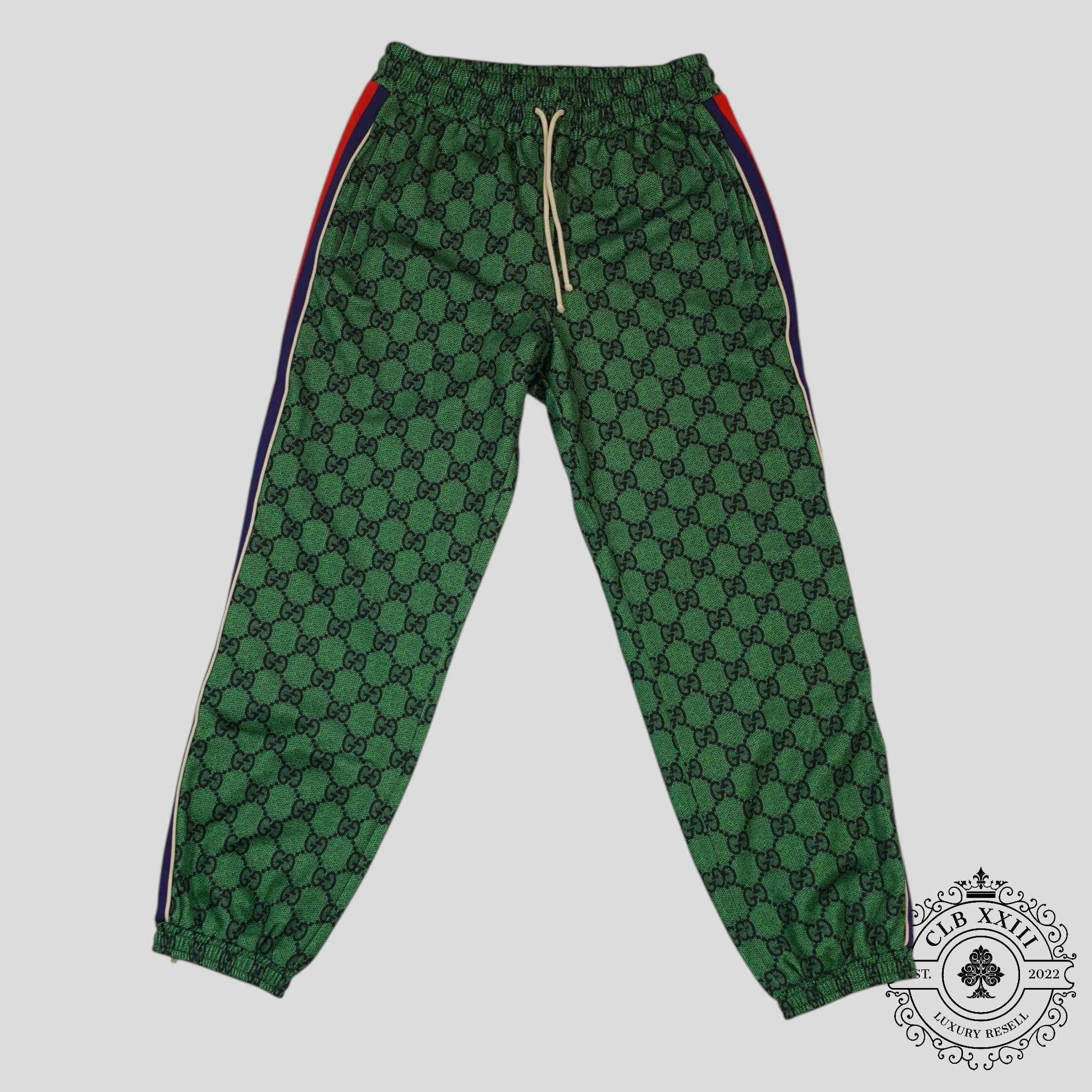 Gucci GG Jacquard Track Pants in Green/Navy Blue warm-up Large men's unisex