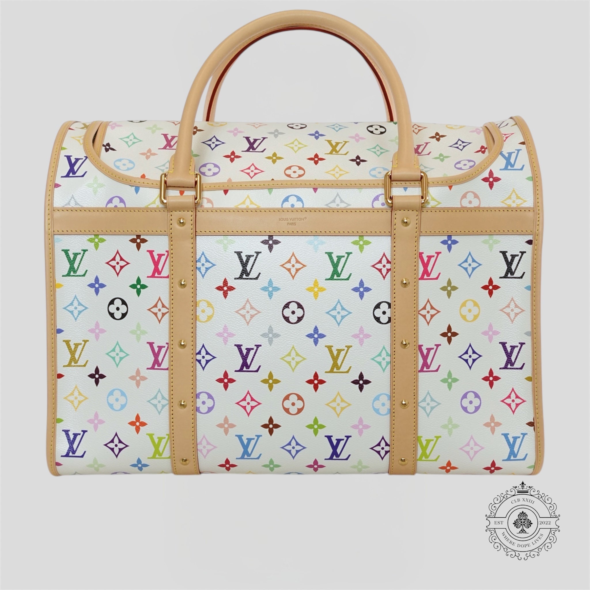 Louis Vuitton x Takashi Murakami Dog Pet Bag carrier in White New LV