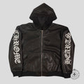 Chrome Hearts Leather Zip Up Hoodie coat jackets in Black men's MED