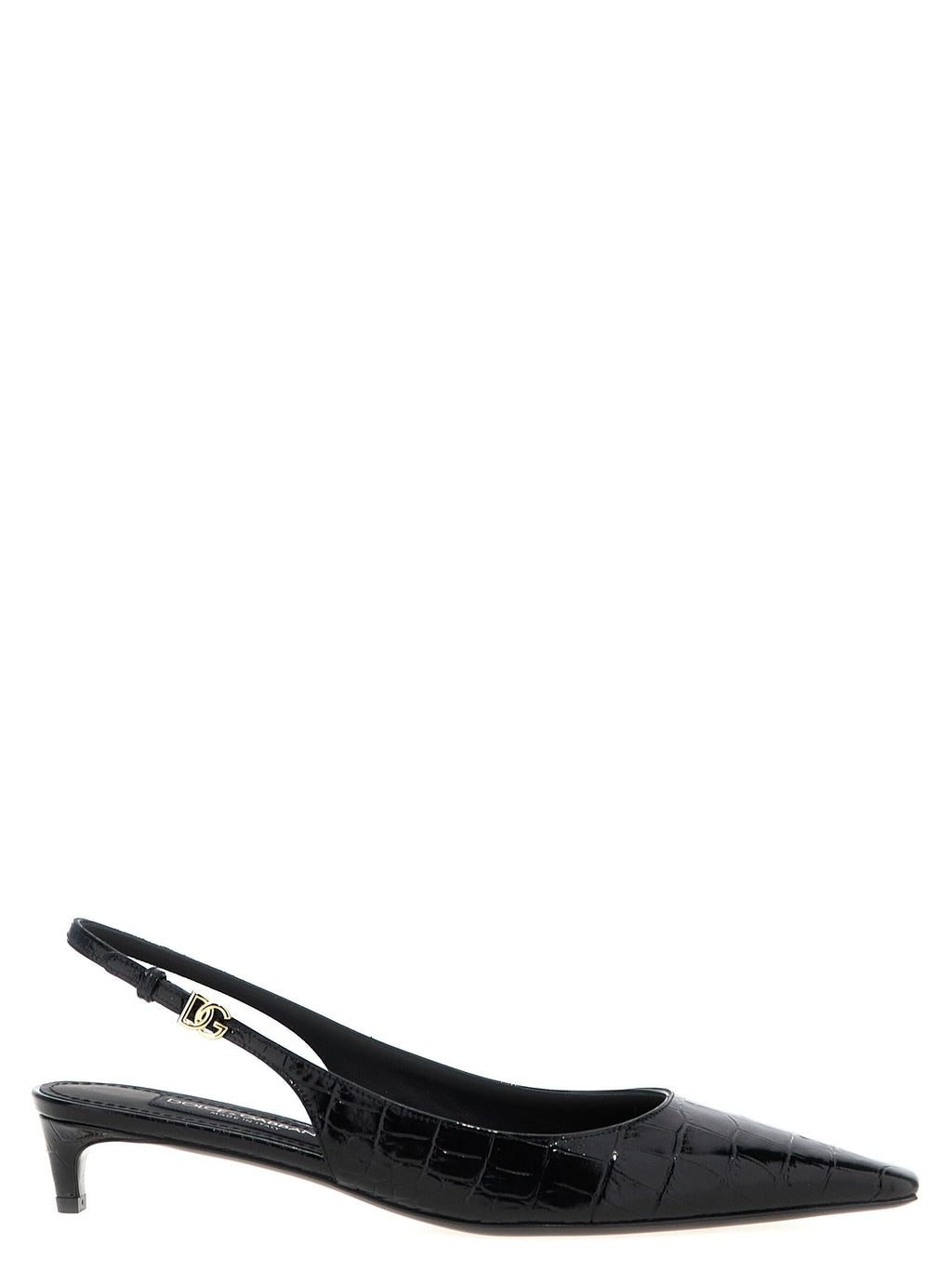 Dolce & Gabbana ladies 'Mun' Slingback croc slingback low heel shoes black