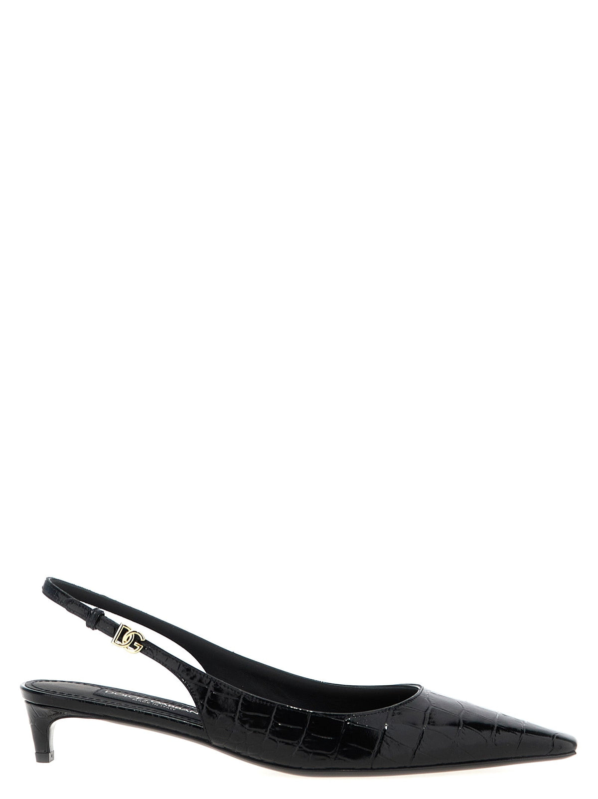 Dolce & Gabbana ladies 'Mun' Slingback croc slingback low heel shoes black