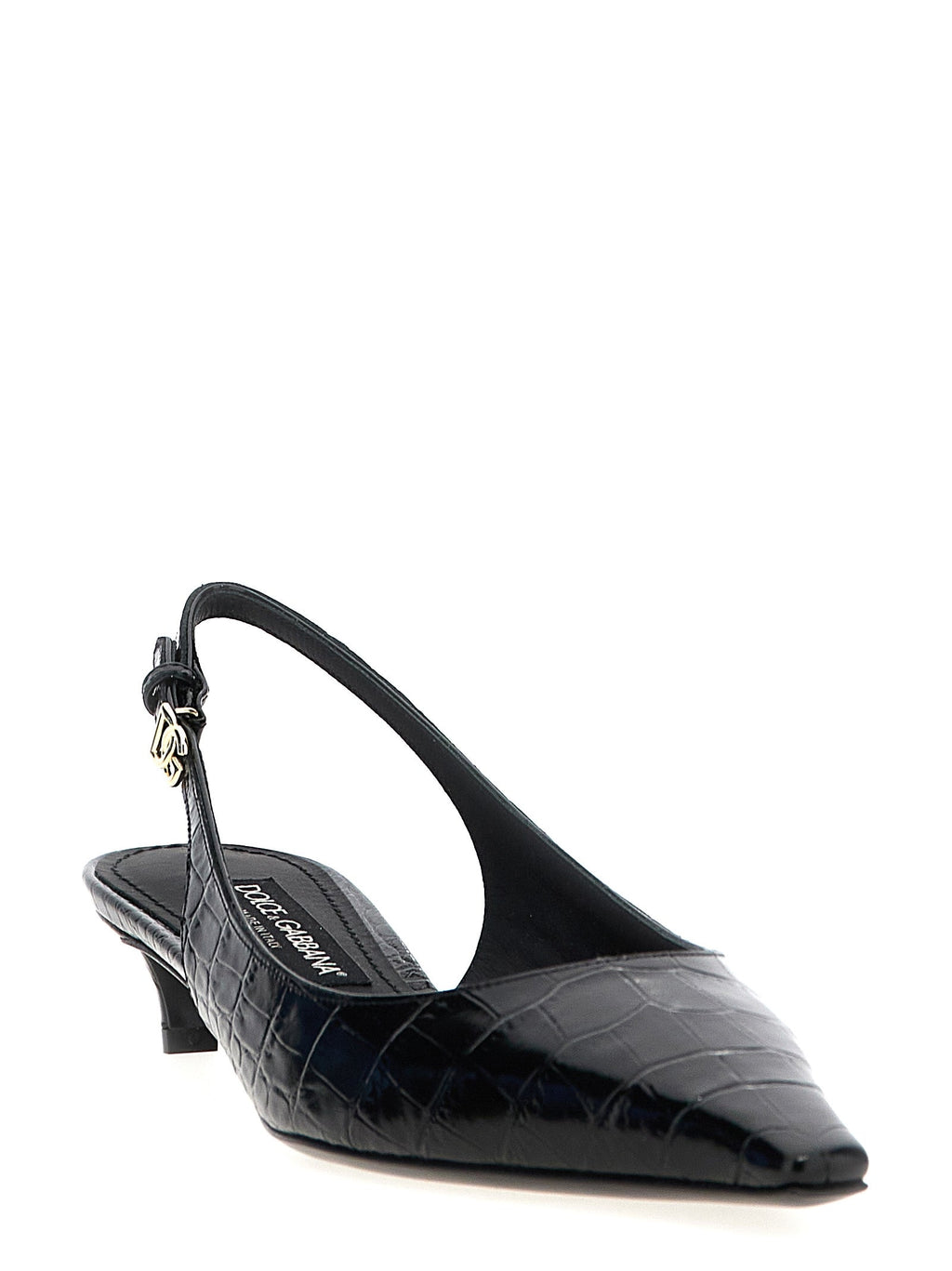Dolce & Gabbana ladies 'Mun' Slingback croc slingback low heel shoes black
