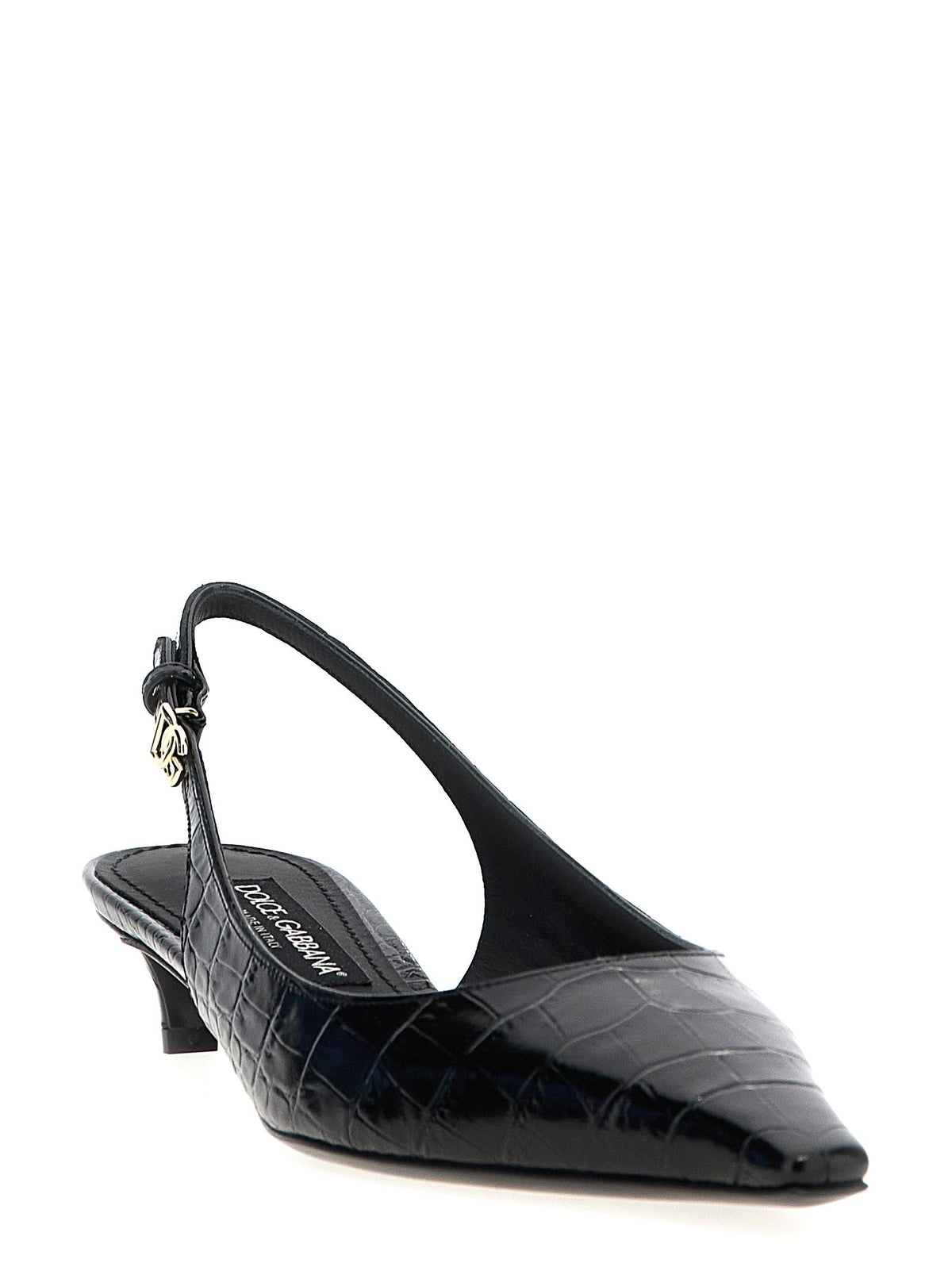Dolce & Gabbana ladies 'Mun' Slingback croc slingback low heel shoes black