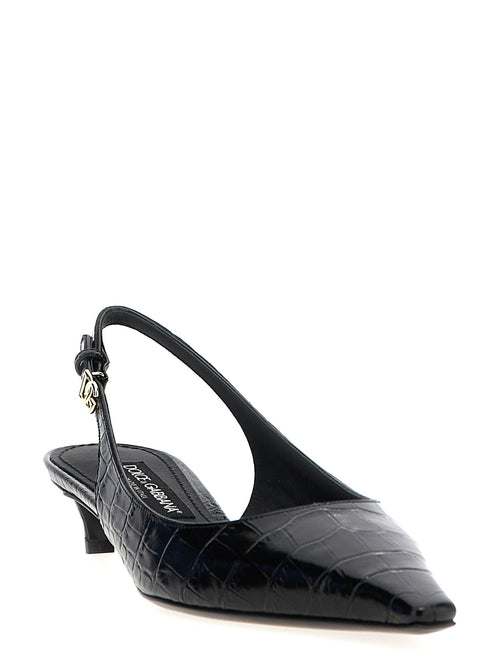 Dolce & Gabbana ladies 'Mun' Slingback croc slingback low heel shoes black