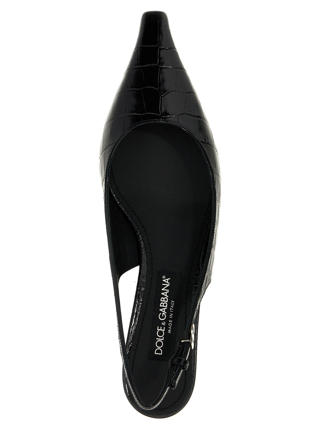 Dolce & Gabbana ladies 'Mun' Slingback croc slingback low heel shoes black