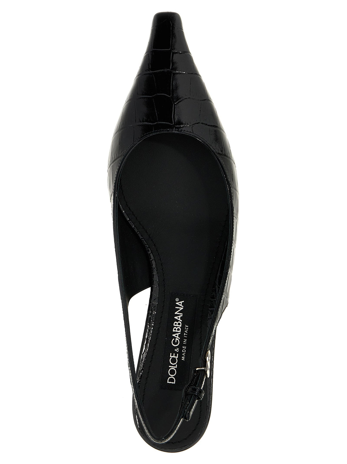 Dolce & Gabbana ladies 'Mun' Slingback croc slingback low heel shoes black