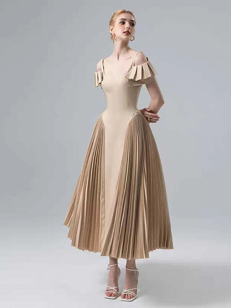 Camisole Backless Party Dress with Pleated and Patchwork Details For Women, SoHo, BYMANYC New York.