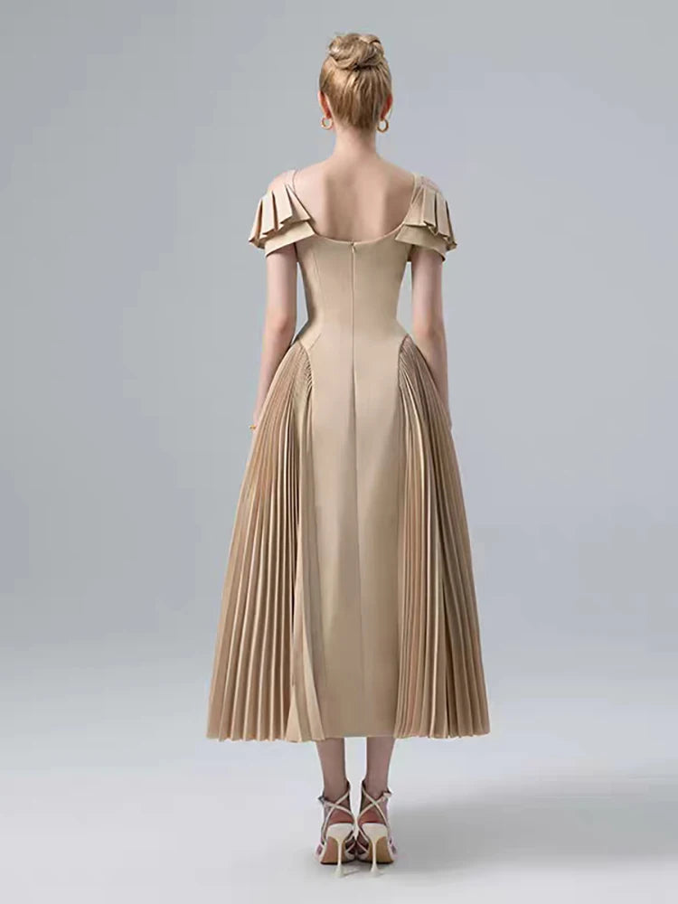 Camisole Backless Party Dress with Pleated and Patchwork Details For Women, SoHo, BYMANYC New York.