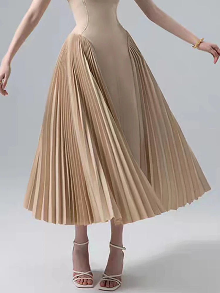 Camisole Backless Party Dress with Pleated and Patchwork Details For Women, SoHo, BYMANYC New York.