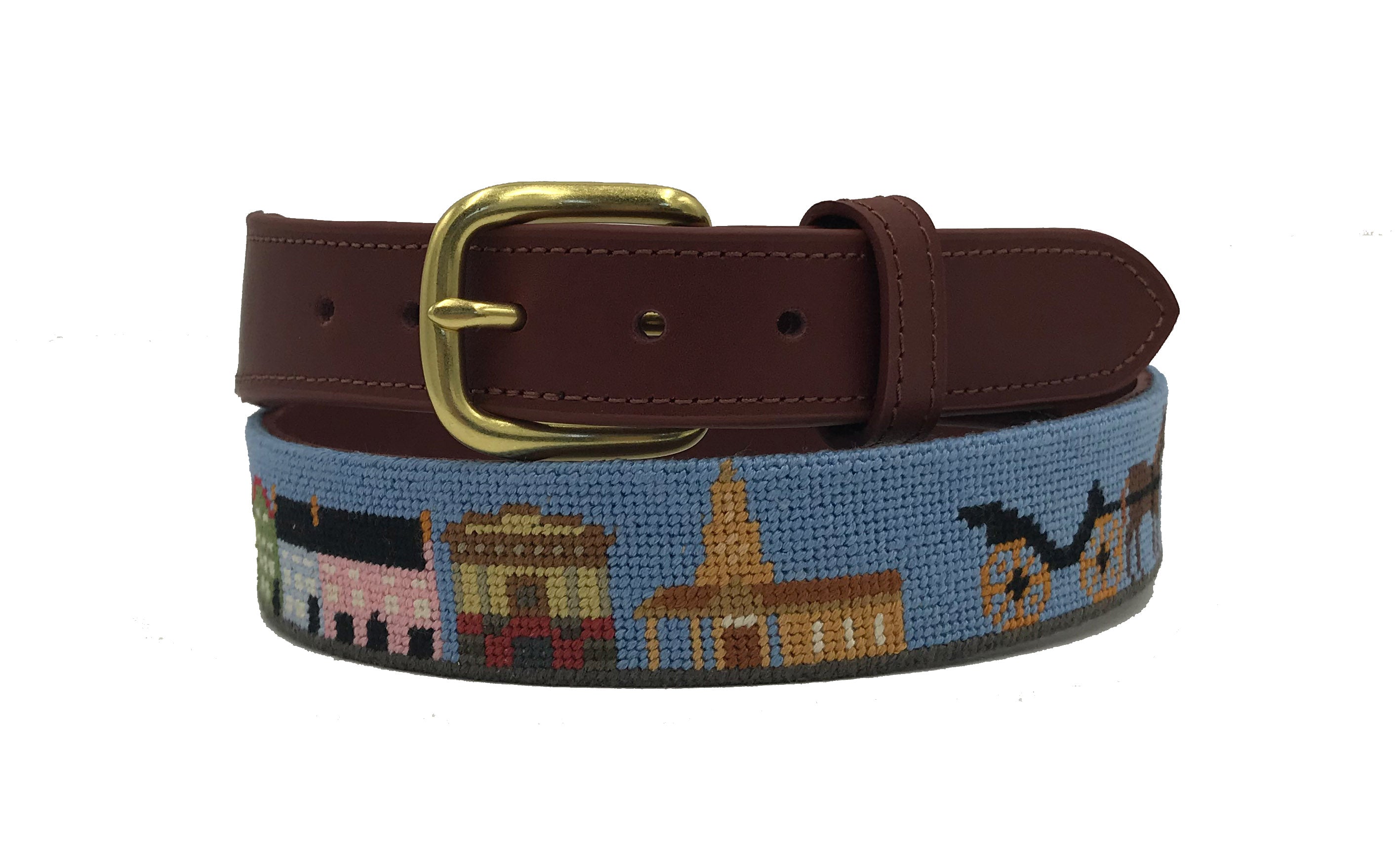 Charleston  South Carolina Needlepoint Scene Belt men's hand stitched