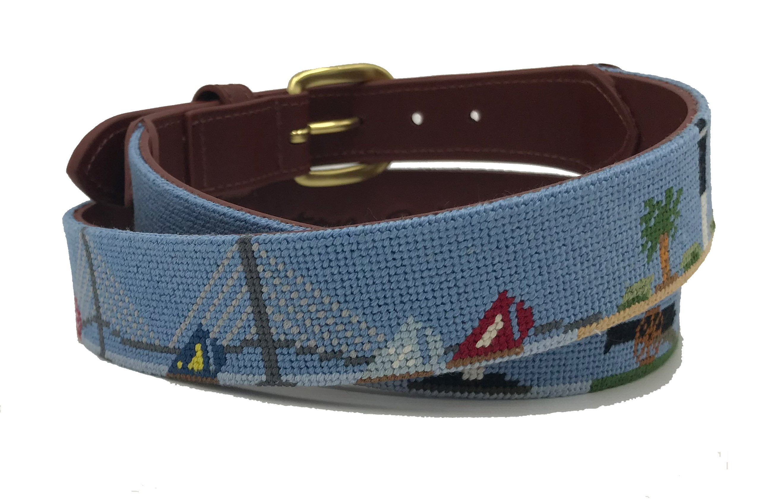 Charleston  South Carolina Needlepoint Scene Belt men's hand stitched