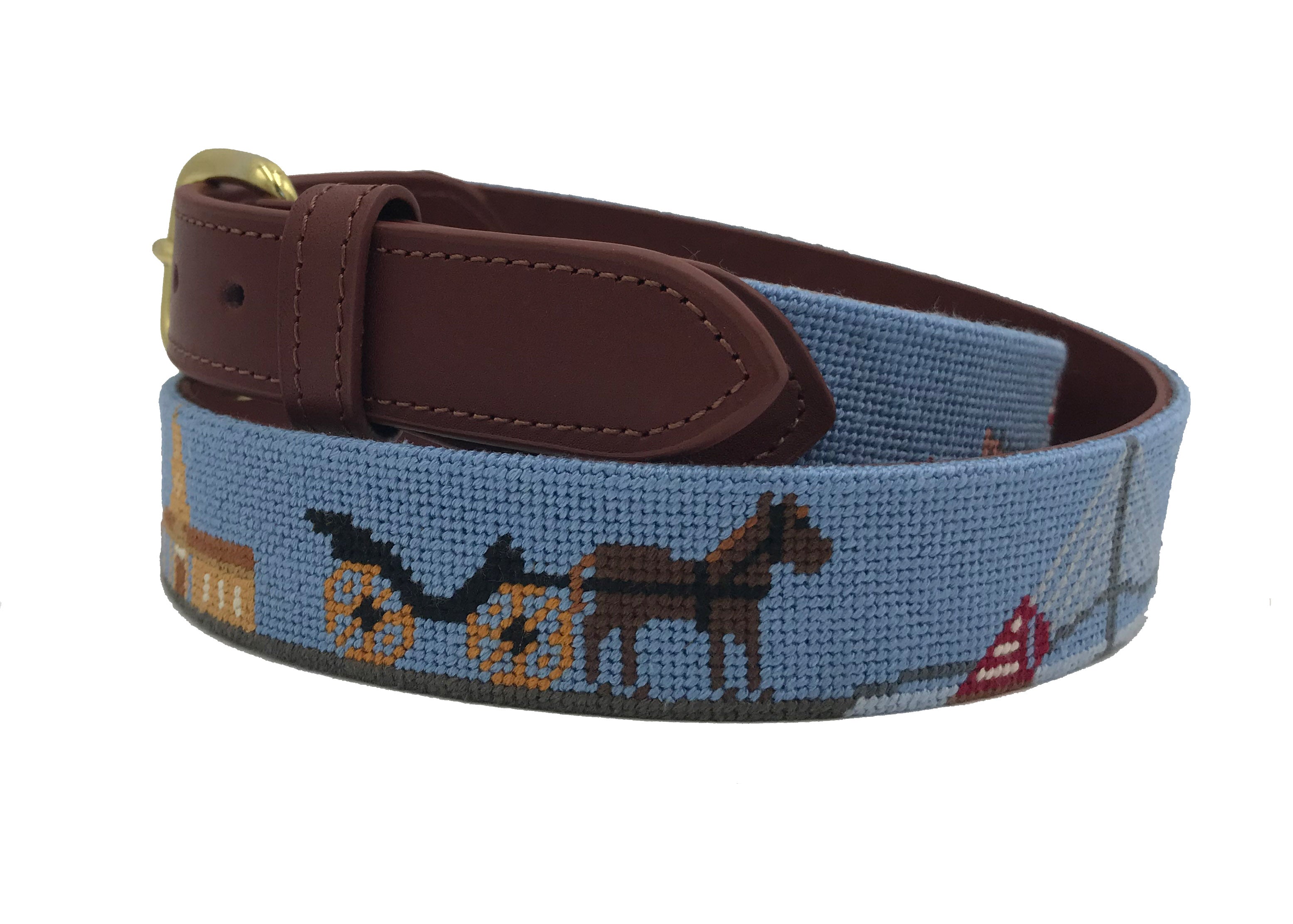 Charleston  South Carolina Needlepoint Scene Belt men's hand stitched