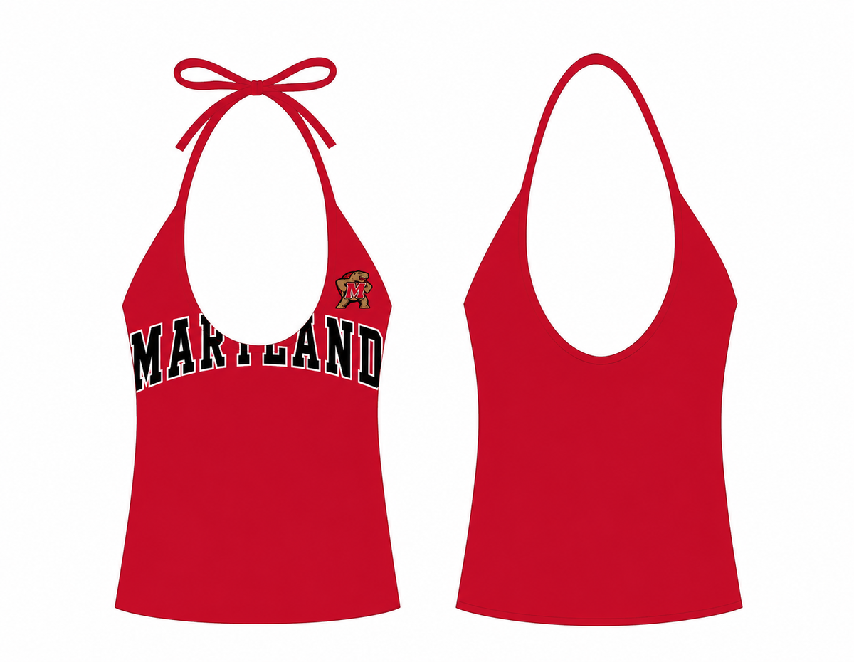 Maryland Terps Triangle Tank Top Shirt Ladies halter terrapins