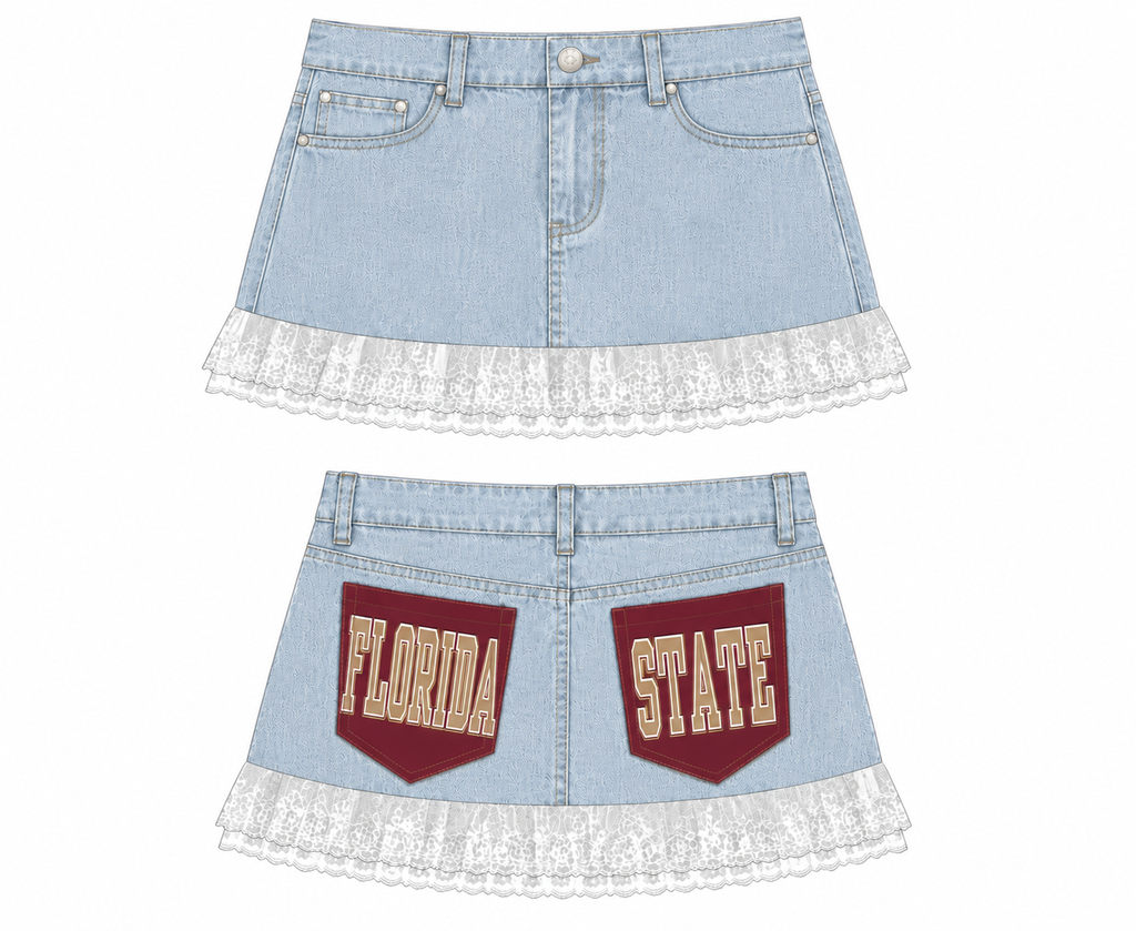 FSU Vintage Denim Skirt (2 pocket) Florida State Seminoles blue jean mini