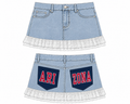 AriZona Wildcats Double Pocketed Denim Mini Skirt Blue Jean U of A lace hem Ladies