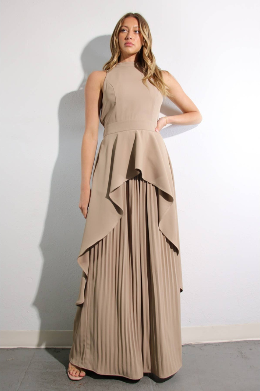 LUXE ALLURE Escape to Milan Taupe Pleated Pants Set